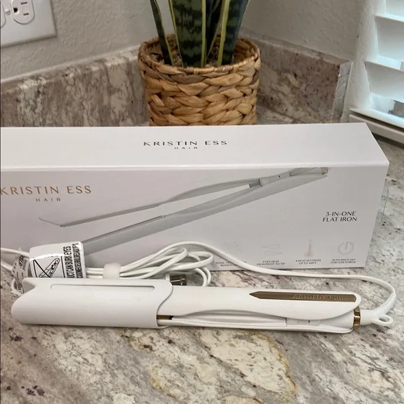 EUC Kristin Ess White Flat Iron, 3-in-one, only used a few times, 1.25” - Picture 2 of 12
